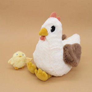 Peluche Ptipotos Poule Pioupiou Maman + Bébé "Gris" Déglingos