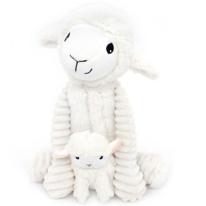 Peluche Ptipotos Mouton Olou Maman + Bébé "Blanc" (24 cm) Déglingos