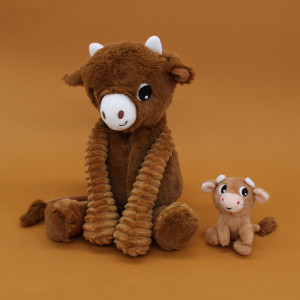 Peluche Ptipotos Vache Hindou Maman + Bébé "Cassonade" Deglingos