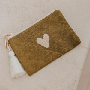 Porte-monnaie en coton Love "Olive" Zakuw