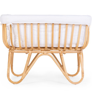 Berceau en rotin rectangulaire avec Matelas + Habillage "Blanc cassé" Childhome