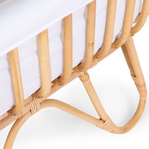 Berceau en rotin rectangulaire avec Matelas + Habillage "Blanc cassé" Childhome