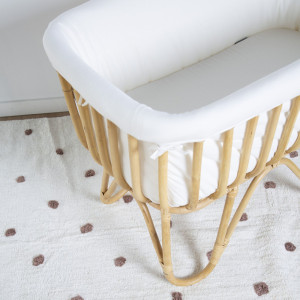 Berceau en rotin rectangulaire avec Matelas + Habillage "Blanc cassé" Childhome