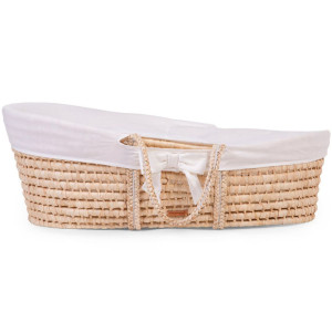 Couffin Moise naturel + Matelas + Habillage "Jersey Ecru" Childhome
