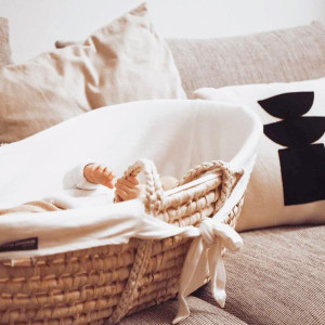 Couffin Moise naturel + Matelas + Habillage "Jersey Ecru" Childhome