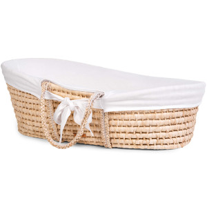 Couffin Moise naturel + Matelas + Habillage "Jersey Ecru" Childhome