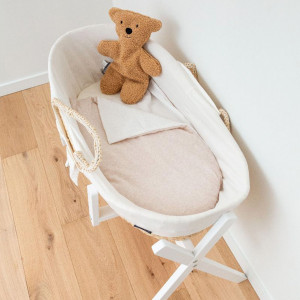 Couffin Moise naturel + Matelas + Habillage "Jersey Ecru" Childhome