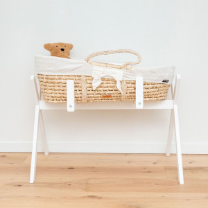 Couffin Moise naturel + Matelas + Habillage "Jersey Ecru" Childhome