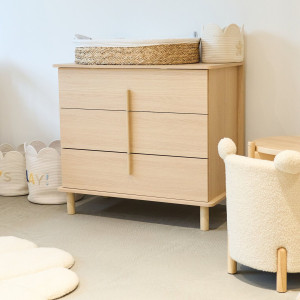 Commode bébé 3 tiroirs + plan à langer en bois "Nordica Naturel" Childhome