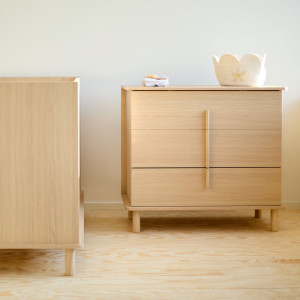 Commode bébé 3 tiroirs + plan à langer en bois "Nordica Naturel" Childhome