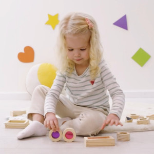 Jeu Sensoriel en bois "Blocs translucides  (1-3 ans) Janod