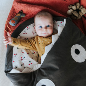 Sac de couchage bébé (1/18 mois) Requin "Kaki / Cerises" Baby Bites