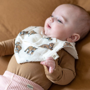 Bavoirs bandana en mousseline de coton bio et éponge Mael "Tigre" Minilane