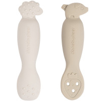 Set de 2 cuillères bébé en silicone 1er âge "Tiny Farm Sable" (4 mois et +)