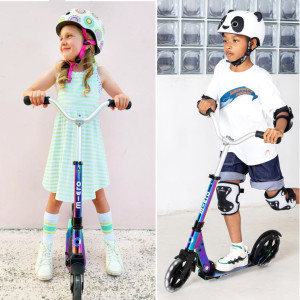 Trottinette pliable Micro Cruise avec grandes roues LED "Néochrome" (5-12 ans)
