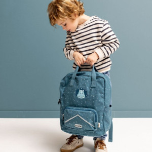 Sac à dos enfant A4 (34 cm) en coton hydrofuge "Mr Triceratops" Trixie