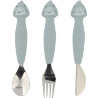 Set de 3 couverts en inox et silicone "Mr Shark" (x3) (12 mois et +)