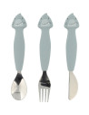 Set de 3 couverts en inox et silicone "Mr Shark" (x3) (12 mois et +) Trixie