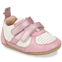 Chaussures pré-marche en cuir My Pre Basket Velcro "Blanc Rose"