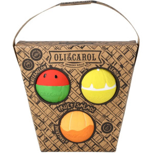 Coffret de balles sensorielles bébé  en caoutchouc naturel "Salade de Fruits" Oli & Carol