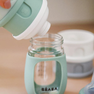 Boites doseuses de lait "Blanc Coton/Vert Sauge" Beaba