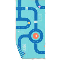 Serviette de plage enfant en microfibre (140 x 70 cm) "Circuit Bleu" Quut