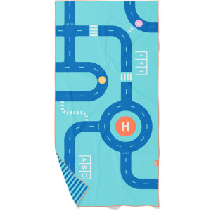 Serviette de plage enfant en microfibre (140 x 70 cm) "Circuit Bleu" Quut