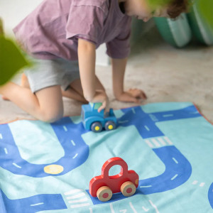 Serviette de plage enfant en microfibre (140 x 70 cm) "Circuit Bleu" Quut