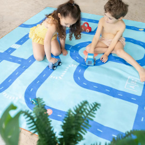 Serviette de plage en microfibre (180 x 180 cm) "Circuit Bleu" Quut