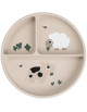 Assiette compartiments anti-dérapante en silicone "Tiny Farm Sand"
