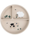 Assiette compartiments anti-dérapante en silicone "Tiny Farm Sand" Done by Deer