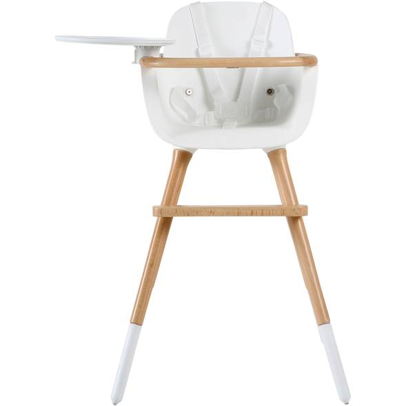  Chaise haute bébé en bois "Ovo Plus One" avec harnais blanc