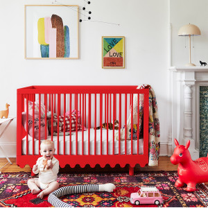 Lit bébé évolutif 70x140 en bois Moss "Rouge" Oeuf NYC