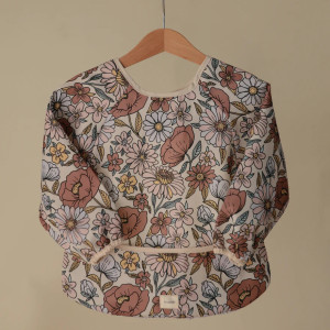 Bavoir manches longues imperméable (6-24 mois) "Retro Flowers" Mushie