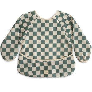 Bavoir manches longues imperméable (6-24 mois) "Olive Check" Mushie