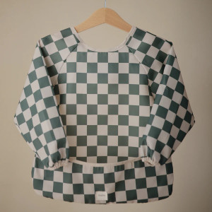 Bavoir manches longues imperméable (6-24 mois) "Olive Check" Mushie