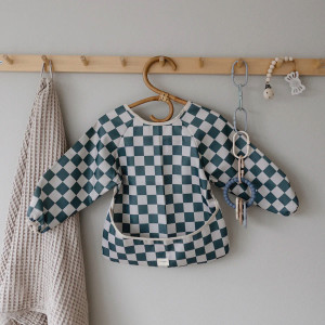 Bavoir manches longues imperméable (6-24 mois) "Olive Check" Mushie
