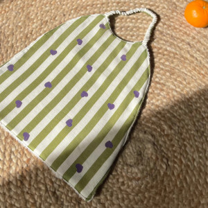 Bavoir à élastique en coton César "Stripe & Love" Milinane