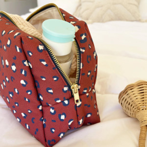 Trousse de toilette en coton Jade "Graou Brique" Milinane