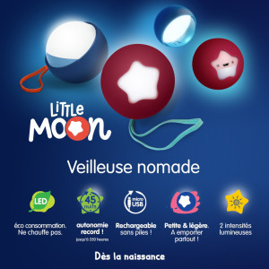 Veilleuse nomade LED "Little Moon Beige" Pabobo