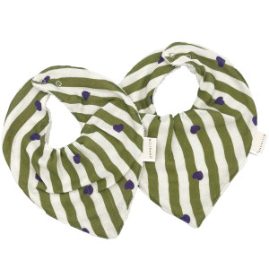 Bavoirs bandana en mousseline de coton et éponge Mael "Stripe & Love" Milinane
