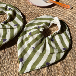 Bavoirs bandana en mousseline de coton et éponge Mael "Stripe & Love" Milinane
