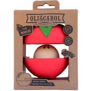 Jouet à Empiler & Balle Sonore bébé en caoutchouc naturel "Pomme" Oli & carol