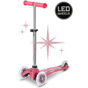 Trottinette 3 roues Mini Micro Deluxe avec roues LED Glitter "Rose" (2-6 ans)