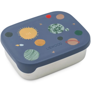 Boîte à goûter compartimentée en inox et silicone Arthur "Universe Navy" Liewood