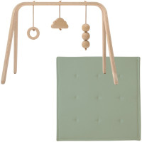 Arche d'éveil en bois et jouets NAHO + Tapis de jeu TAMI "Vert Lichen"