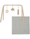 Tapis de jeu TAMI "Gris Farrow" +  Arche d'éveil en bois et jouets NAHO