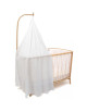 Lit bébé évolutif 60x120 en bois KIMI "Bois de Rose" (Matelas Organic) + Flèche Kano + Ciel de lit "White Veil"