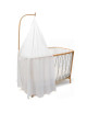 Lit bébé évolutif 60x120 en bois KIMI "Noisette" (Matelas Mousse) + Flèche Kano + Ciel de lit "White Veil"