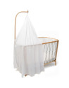 Lit bébé évolutif 60x120 en bois KIMI "Noisette" (Matelas Mousse) + Flèche Kano + Ciel de lit "White Veil"